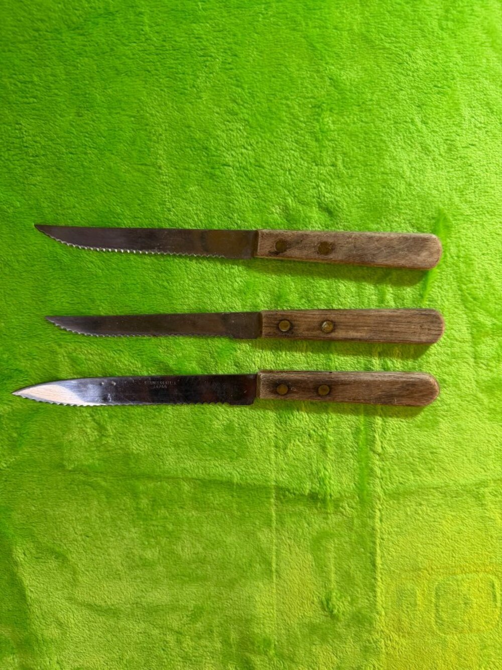 Stainless Steel Japan Serrated Steak Knives Set with Wooden Handles